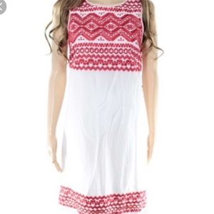 Max Studio white and red embroidered dress